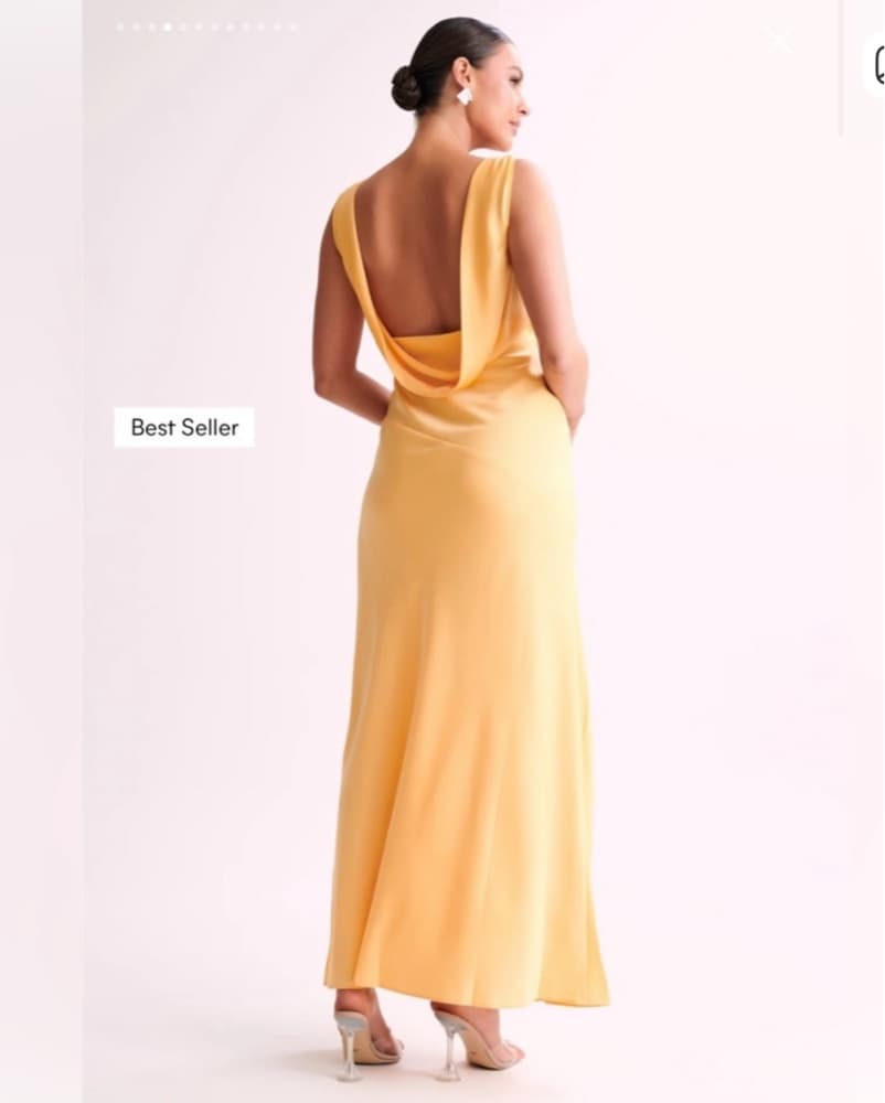 Buttr Yellow Plunge Satin Maxi Dress - Image 1