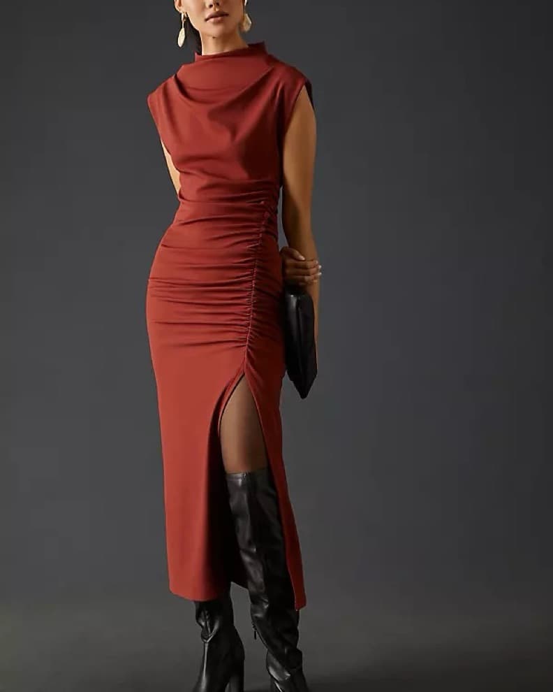 Anthropologie Maya Ruched Dress (RUST) - Image 1