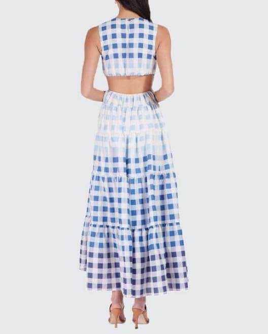 Staud Riviera Blue Gingham Dress - Image 3