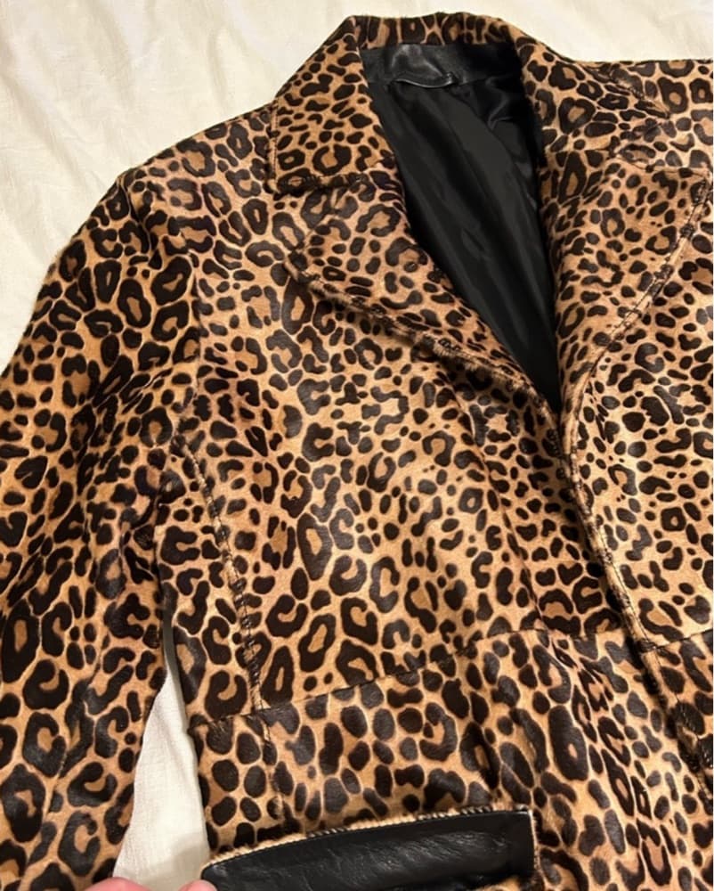 Leopard Print Pony Hair Coat/Trench - Image 4