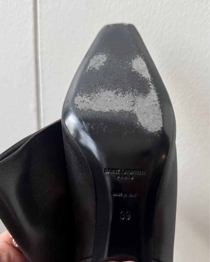 Saint Laurent Lambskin Brown Tall Boots - Image 3