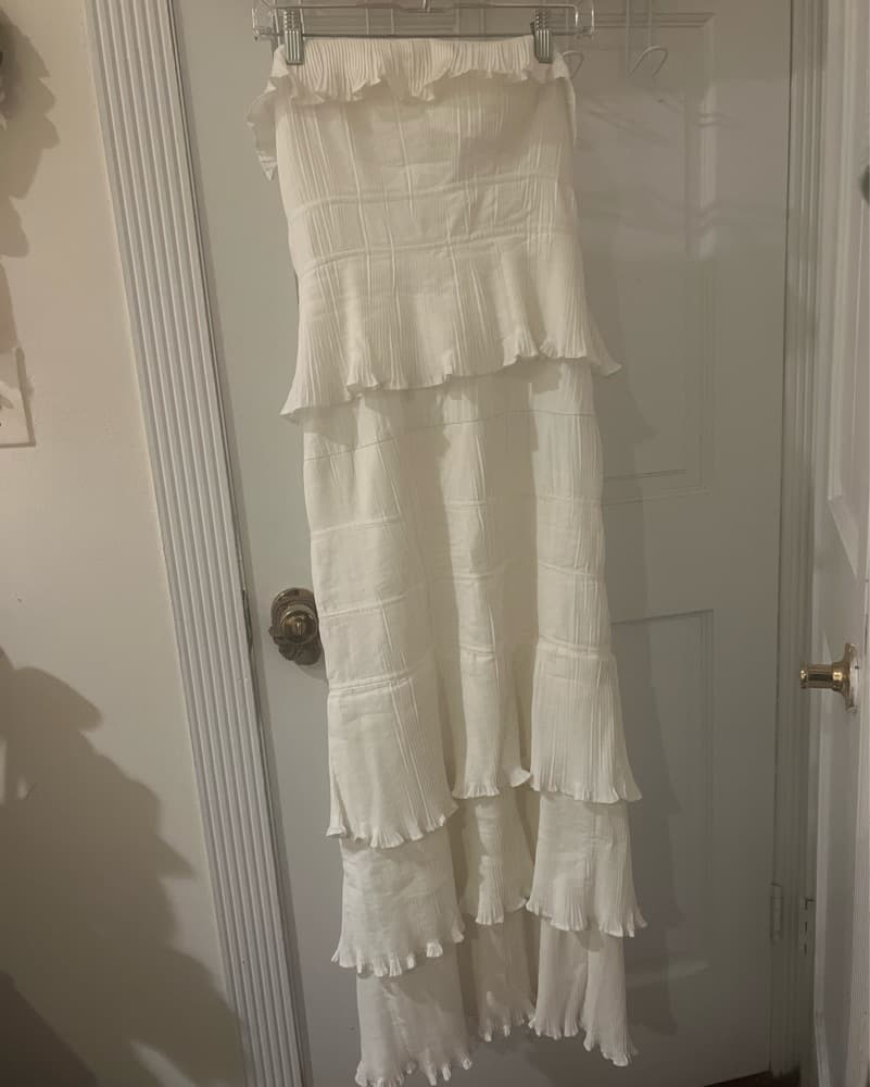 Anthropologie White Pleated Dress  - Image 6