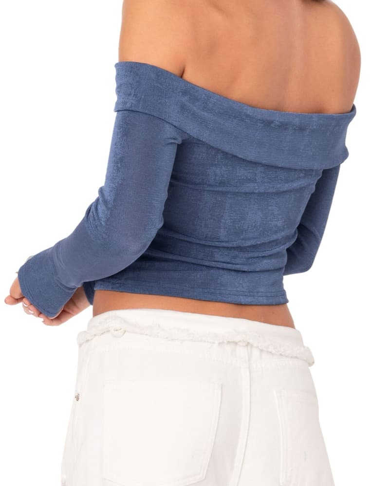 Edikted Athena Blue Crop Top - Image 5
