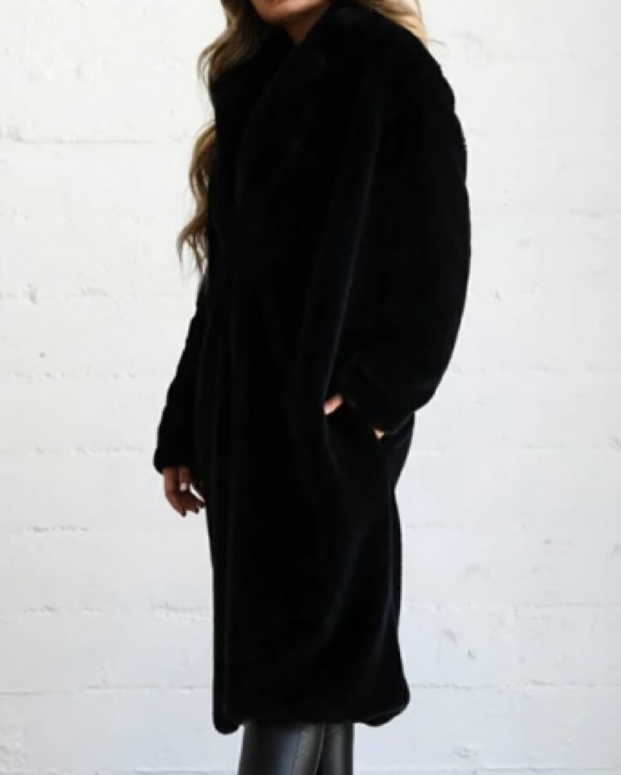 Tiger Mist Faux Fur Black Coat - Image 2