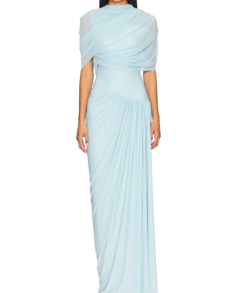 Blue Drape Formal Dress - Image 1