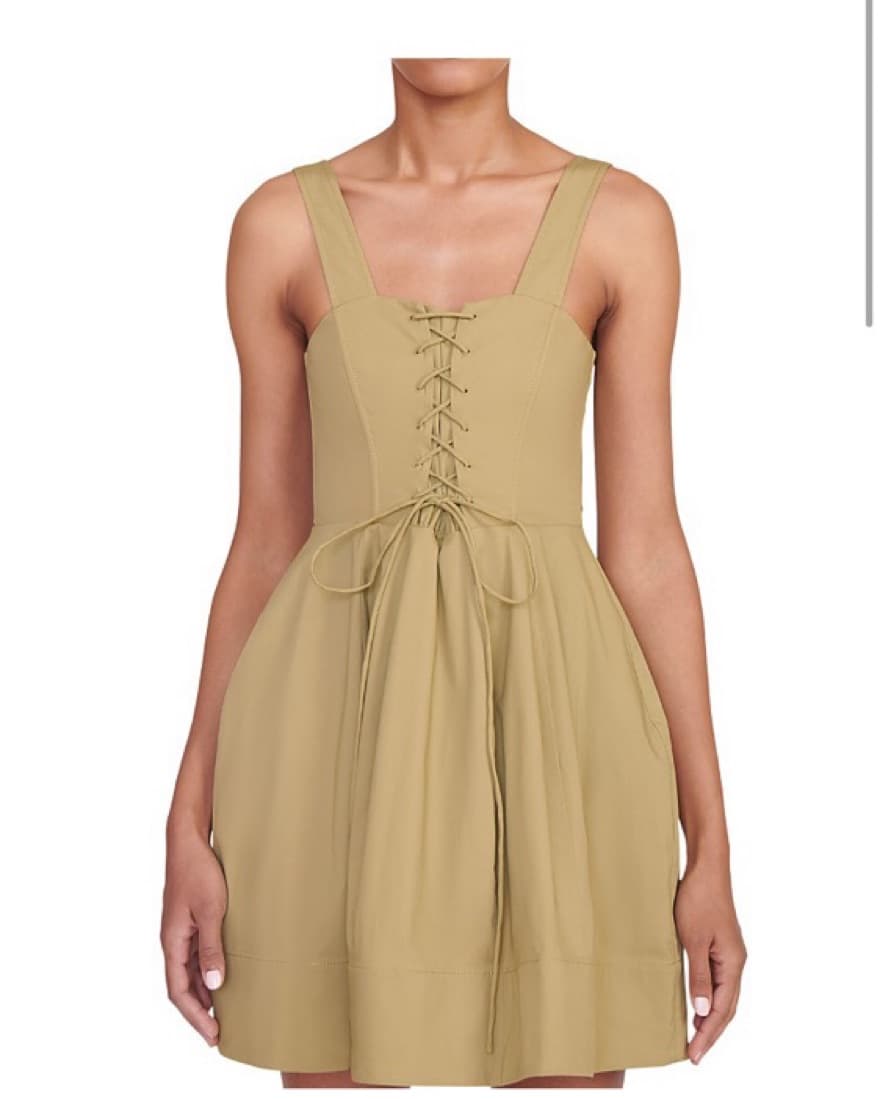 Staud Mini Sutton Dress In Khaki - Image 1