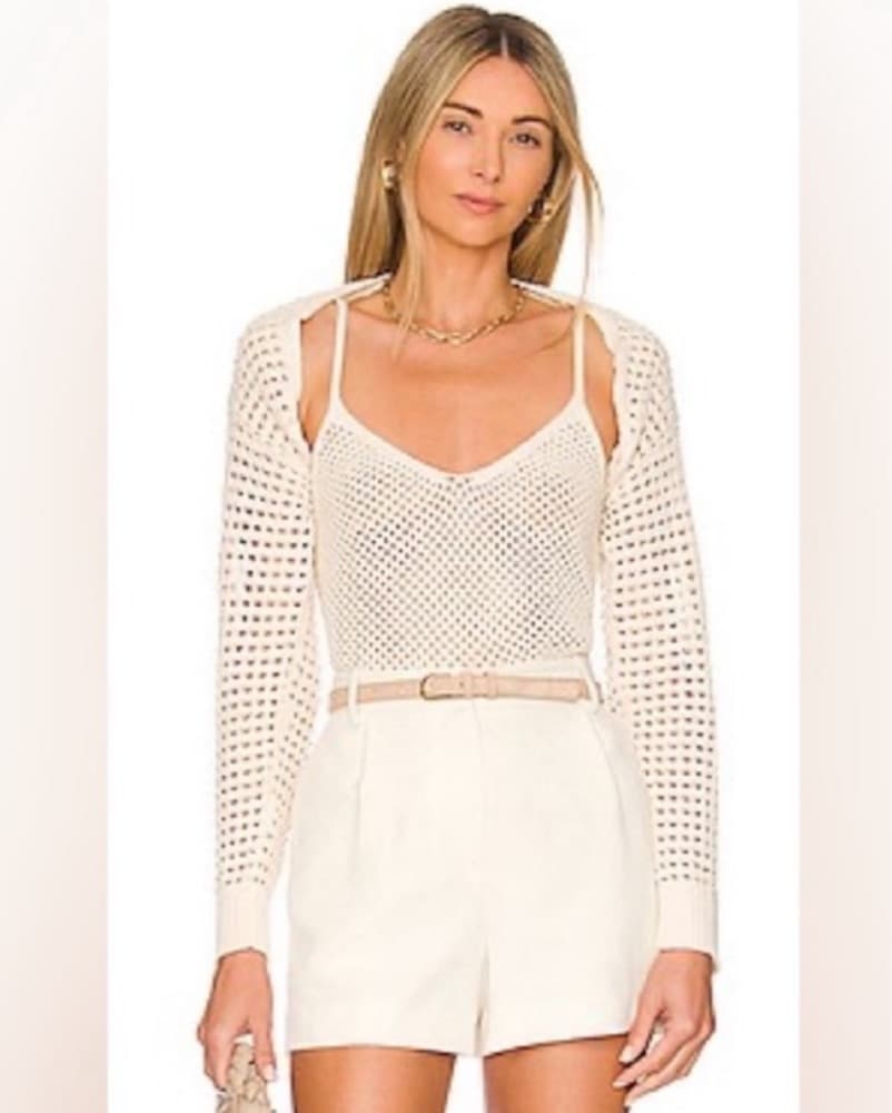 Chic Mesh Sweater and Suede Skirt Set - Image 1