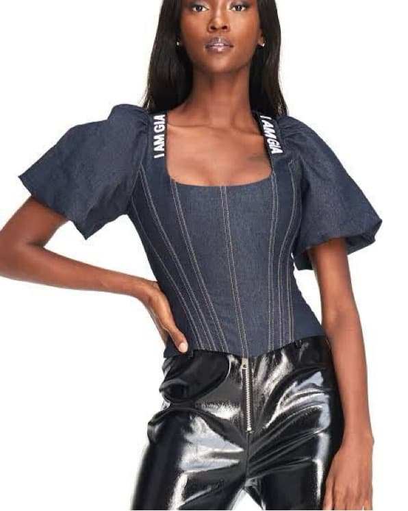 Iam Gia Denim Corset Top - Image 1