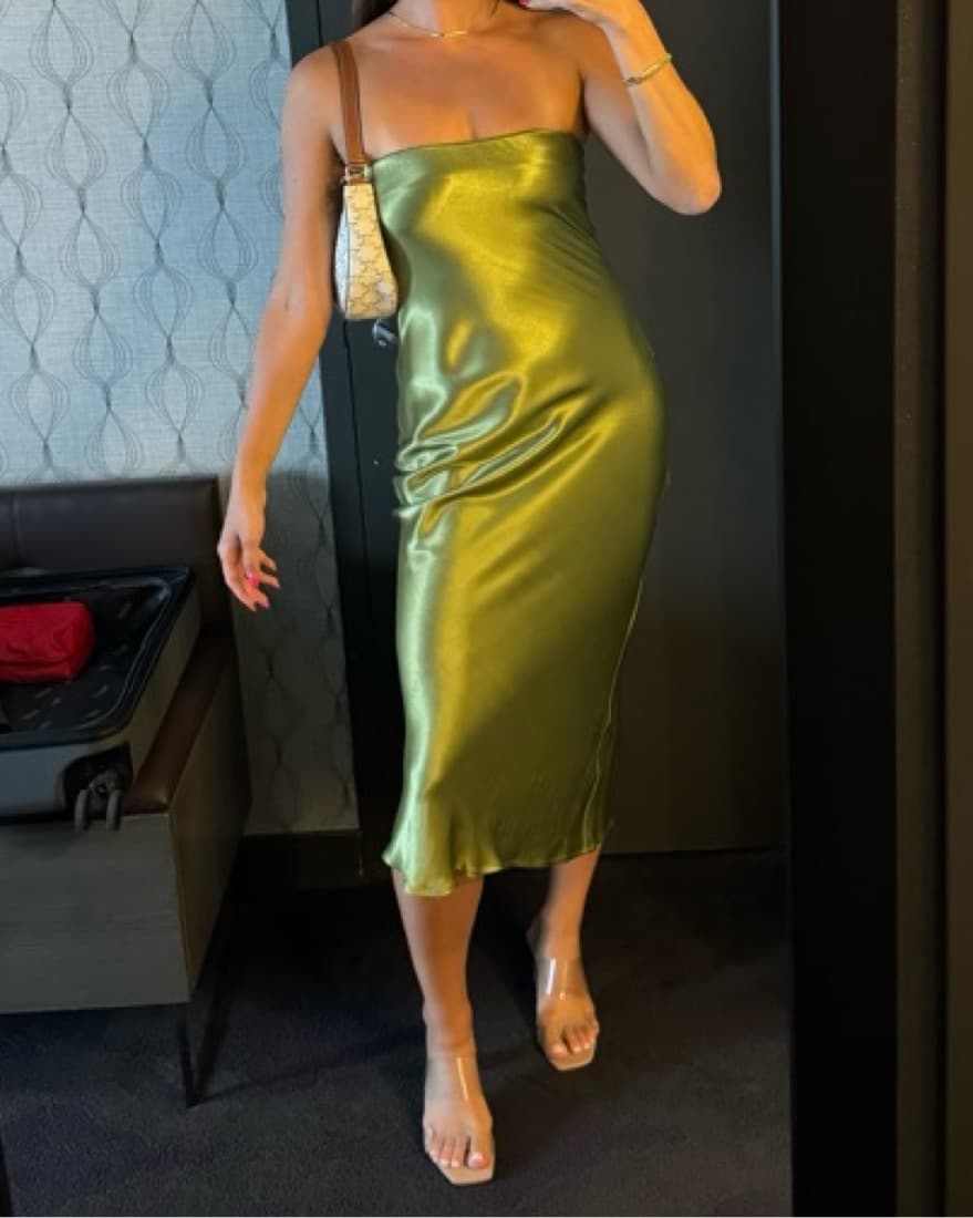 Green Olive Revolve Formal Dress - Image 4