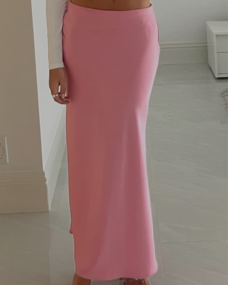 Zara Pink Satin Midi Skirt - Image 2