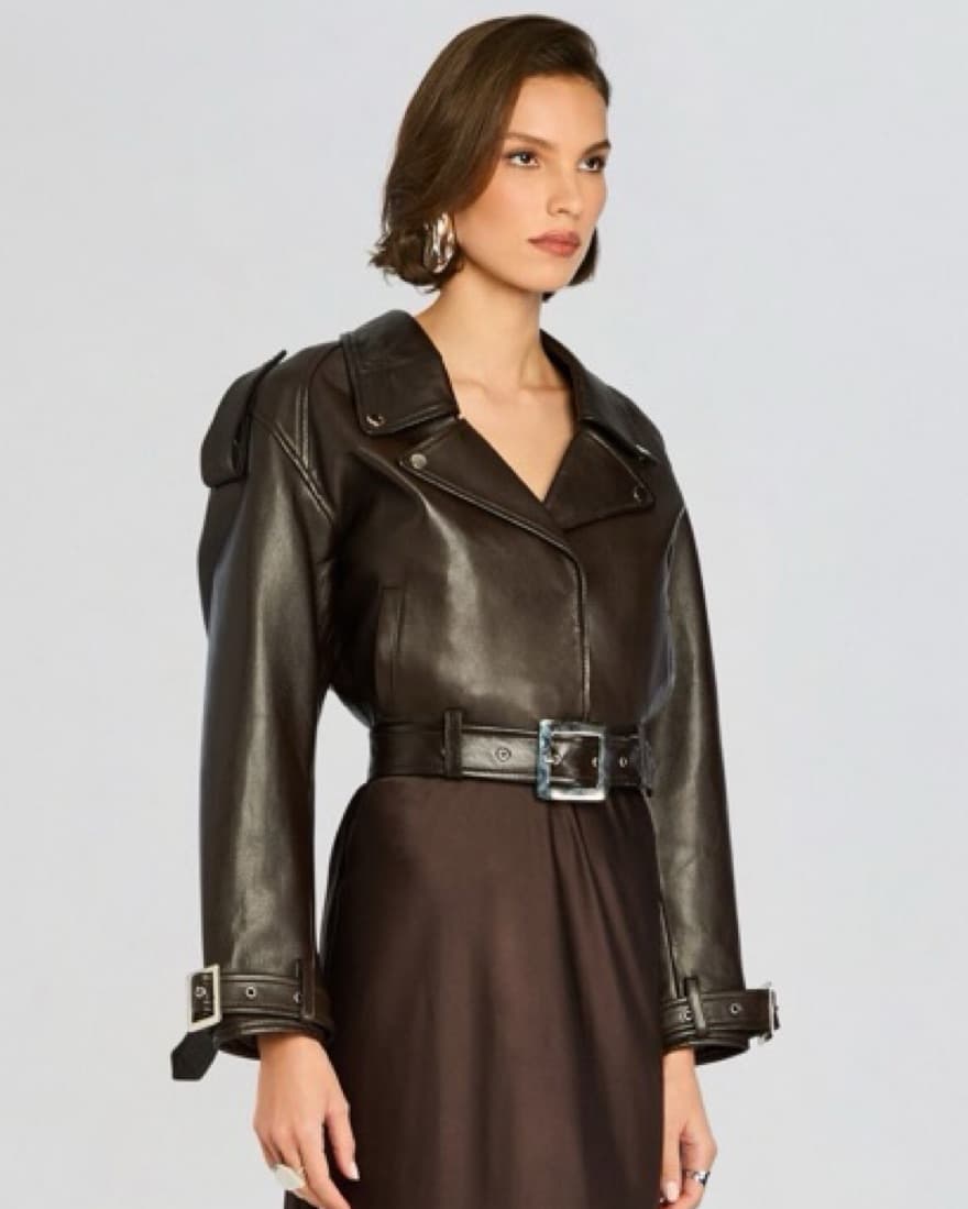 $800 Retrofete Brown Leather Jacket  - Image 3