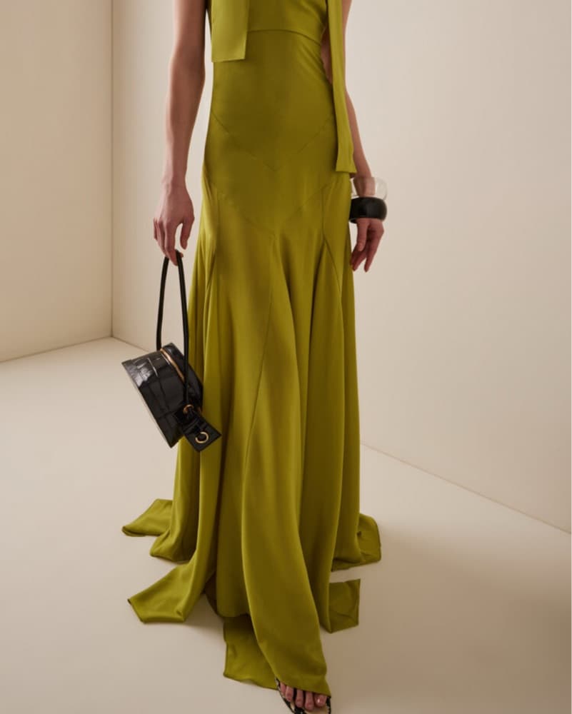 Seidres raye Scarf Detail Green dress - Image 4