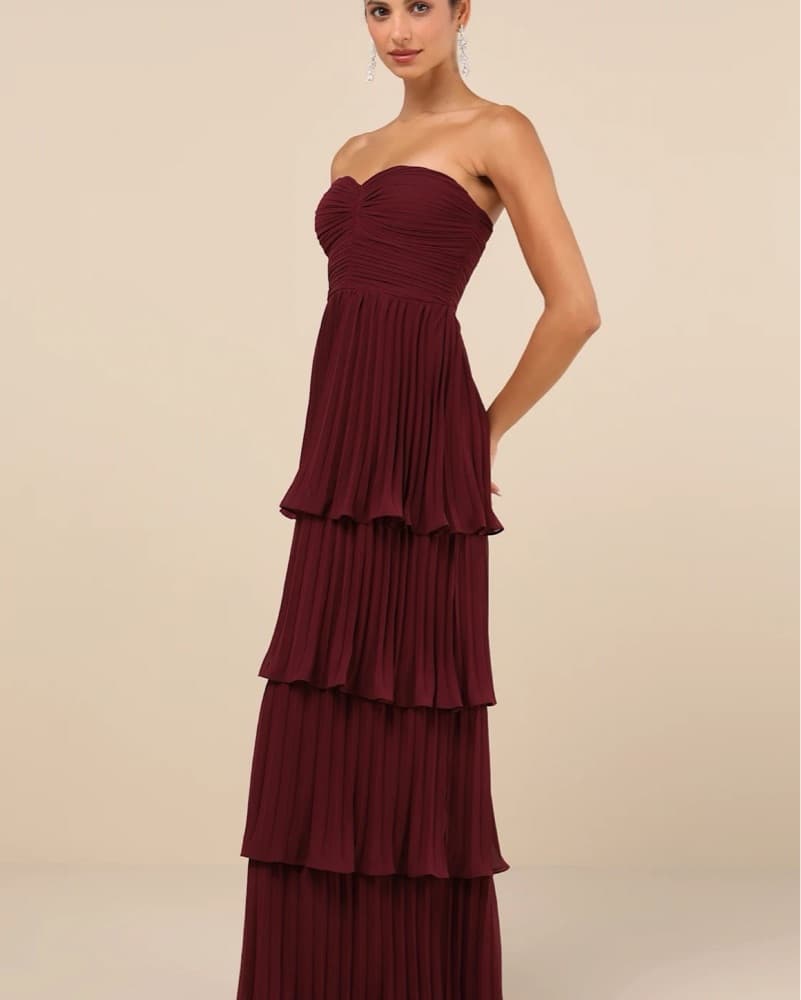 Strapless Tiered Plum Lulus Formal Dress - Image 4