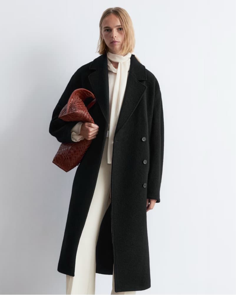 Belted Black Wool Coat - Image 2