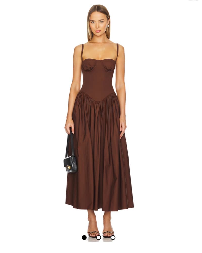 Revolve Chocolate Brown Corset Dress - Image 1