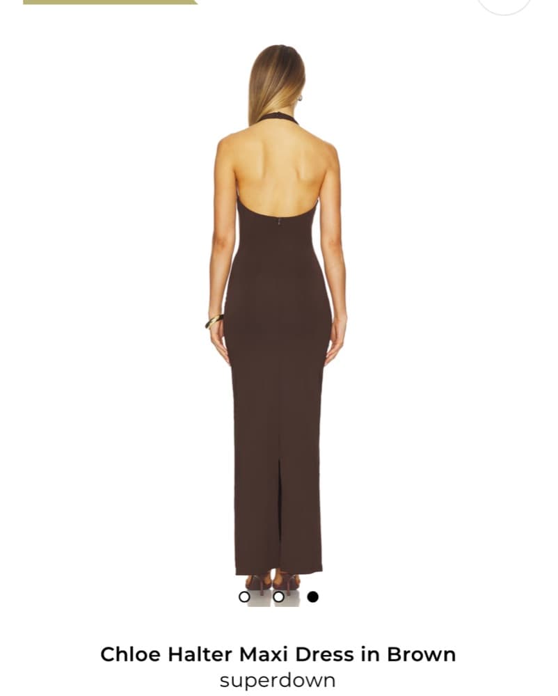Chloe Halter Maxi Dress in Brown - Image 3