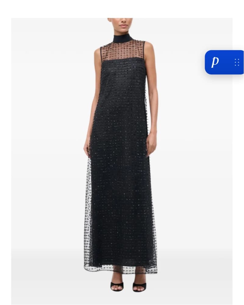 Black STAUD Sequin and Mesh Maxi Dress - Image 1