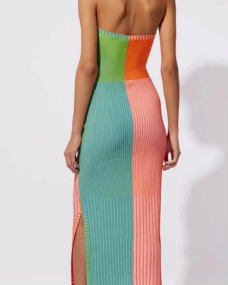 Solid And Striped Maxi Dress - Image 5