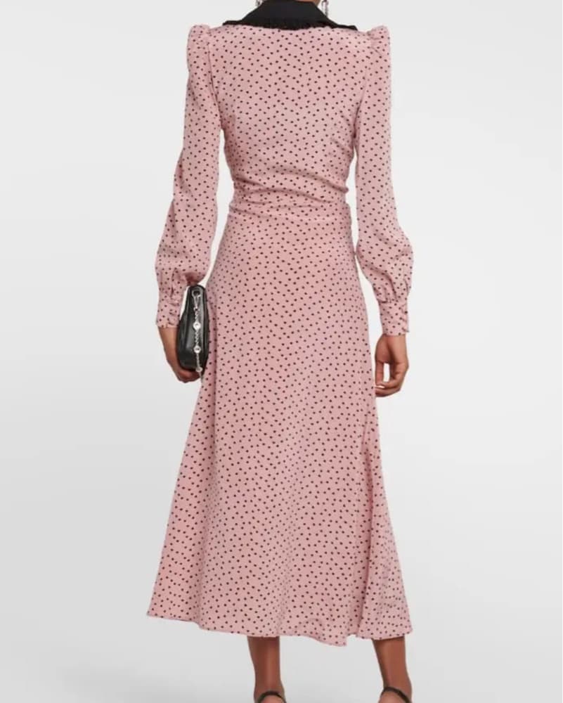 alessandra rich pink silk midi dress - Image 3
