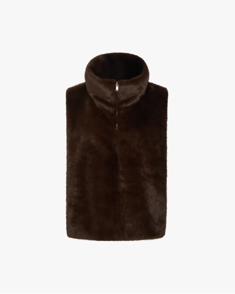 Chocolate Brown Faux Fur Mockneck Vest - Image 1