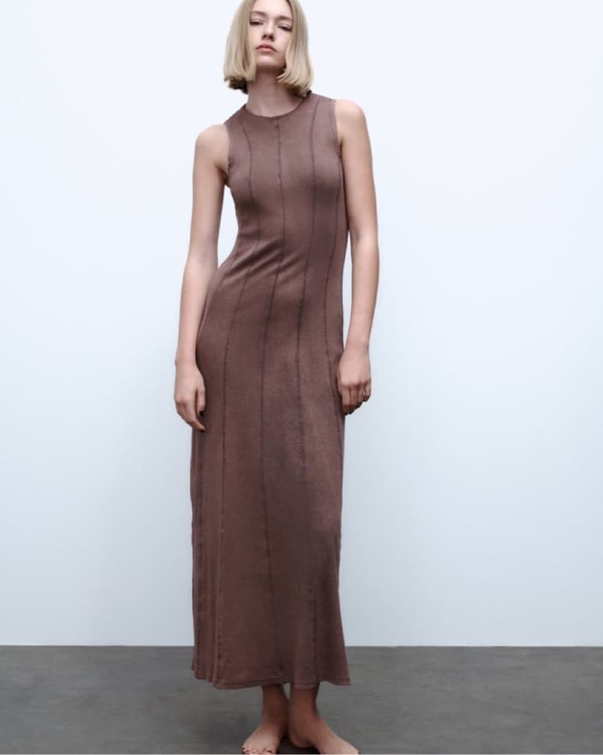 Zara Washed Ribbed Dress - Image 1
