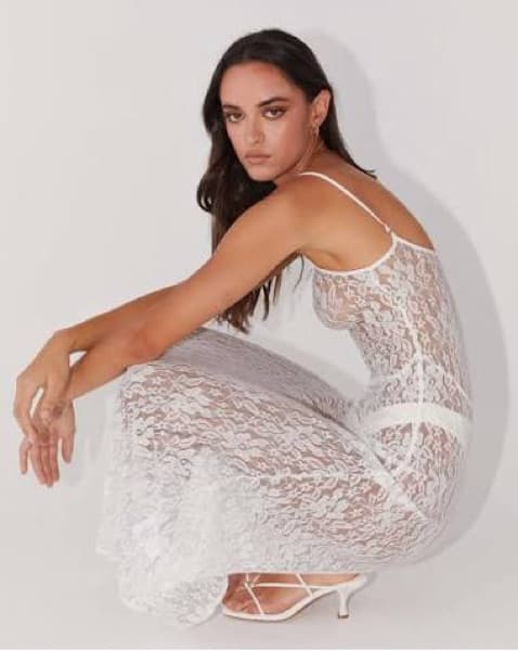 PepperMayo Midi Lace White Dress - Image 2