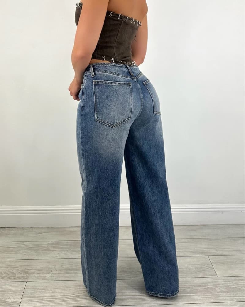 Brown Washed Denim Corset - Image 3