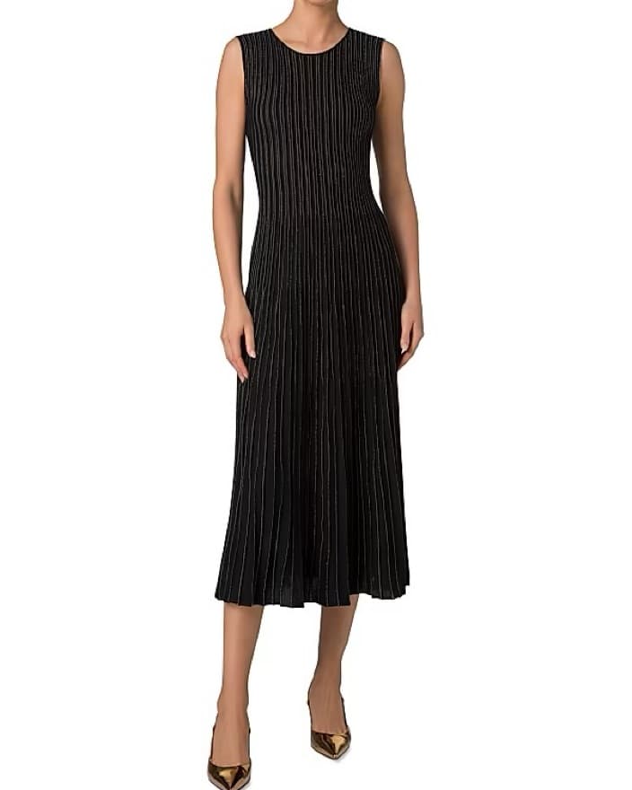 Akris Metallic Pin Stripe Midi Dress - Image 1