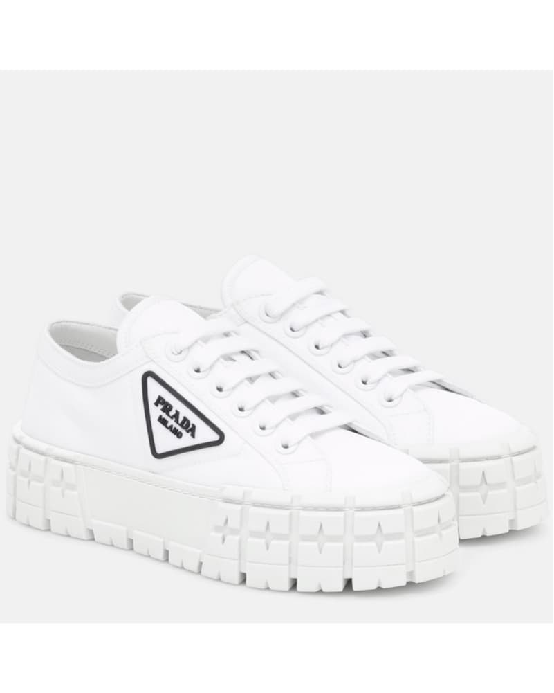 Prada Wheel Gabardine White Sneakers - Image 1