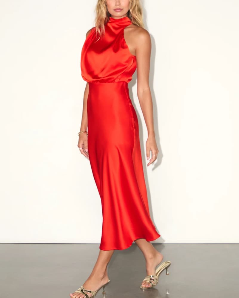 Lulus Red/Orange Satin dress   - Image 5