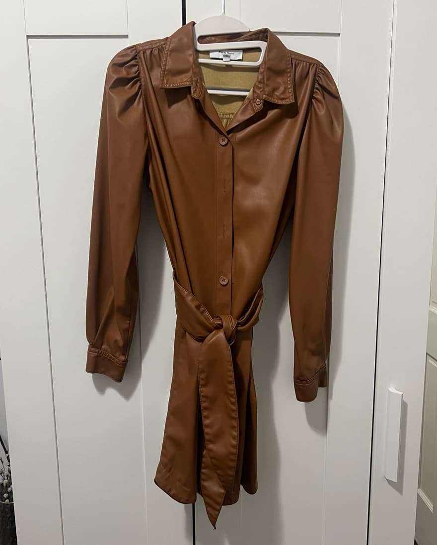 Peter Som Brown Pleather Mini Dress - Image 1