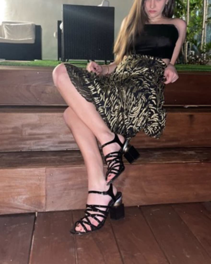 Black And Gold Midi Skirt  - Image 3