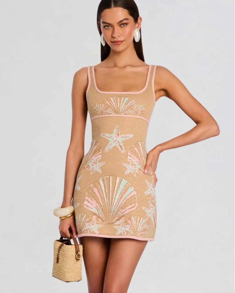 Shimmering Sequin Seashell Mini Dress - Image 1