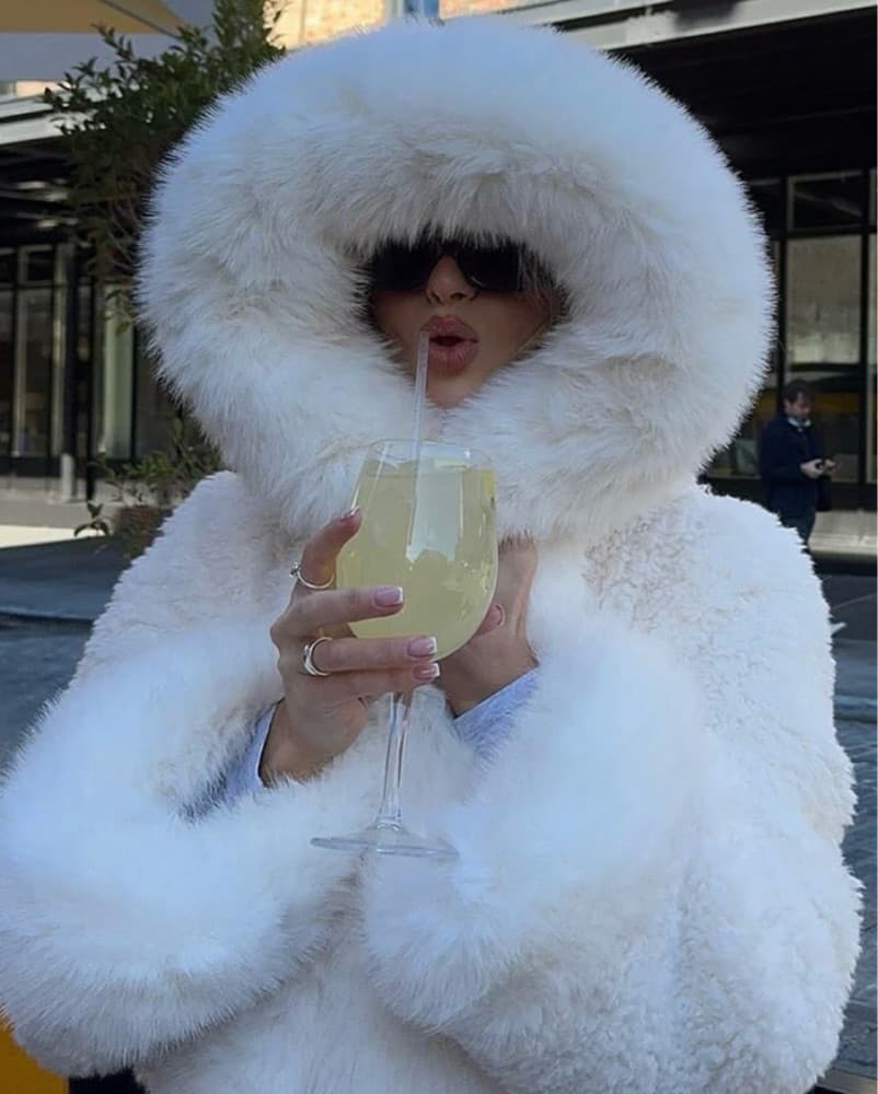 Miss Circle White Fur Jacket - Image 2