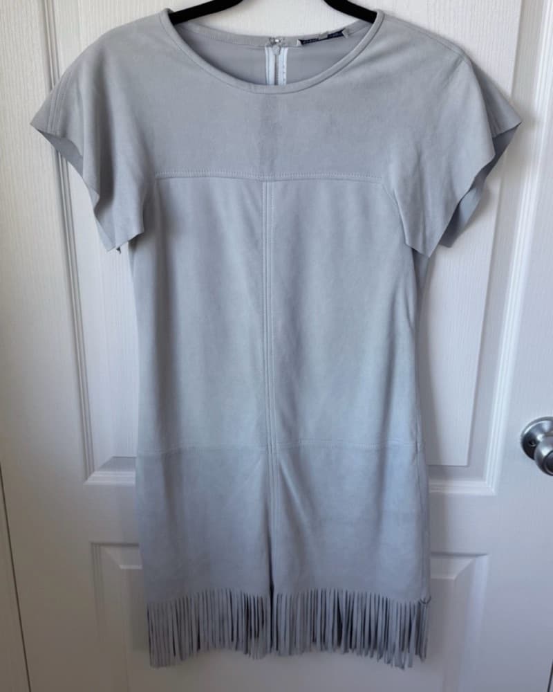Rebecca Minkoff Grey Suede Fringe Dress - Image 2