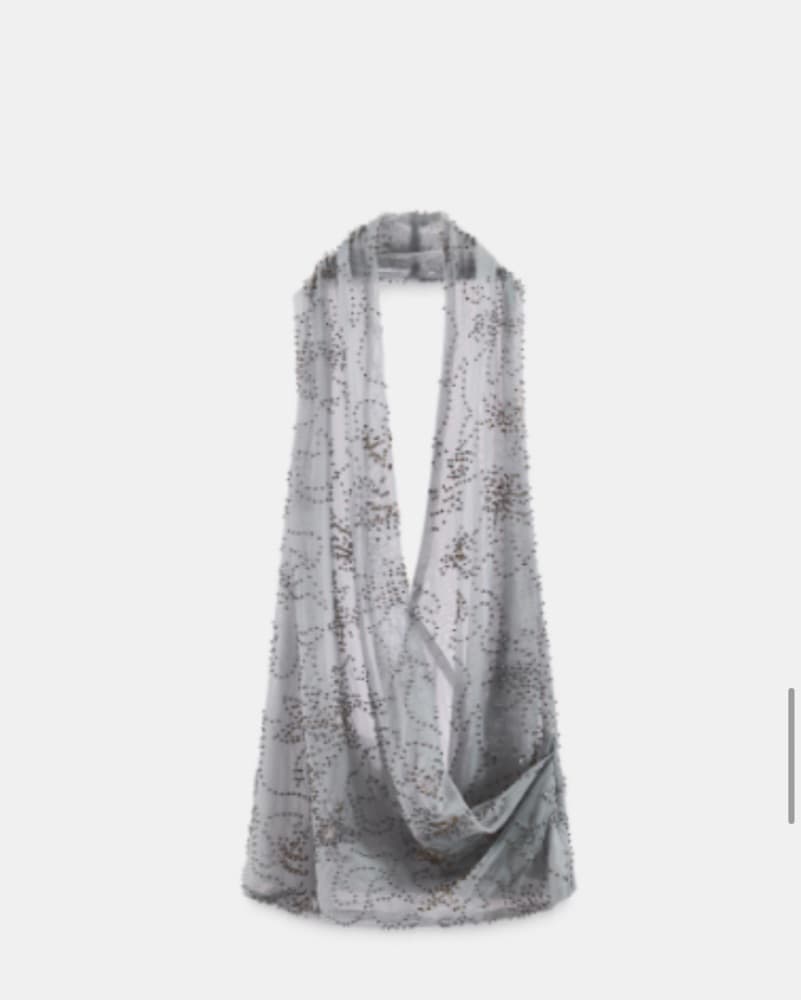 Embellished Like Gray Blue Zara Halter T - Image 2
