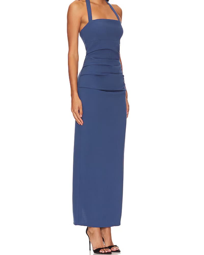 Lioness Navy Blue Halter Maxi Dress - Image 1