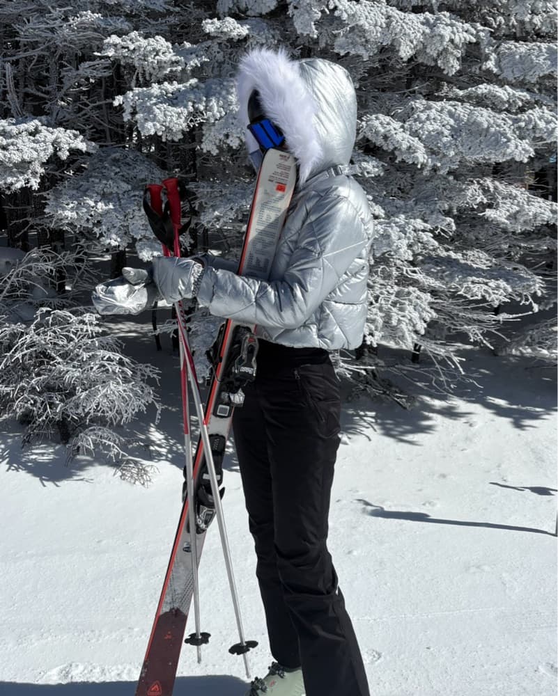 Metallic Silver Ski Jacket And Bag - Image 1