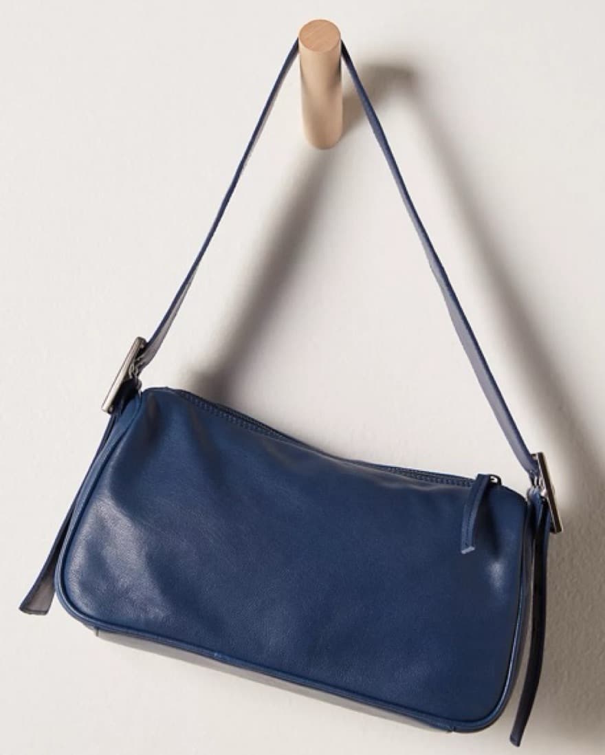 Versatile Navy Blue Leather Hobo Bag - Image 2