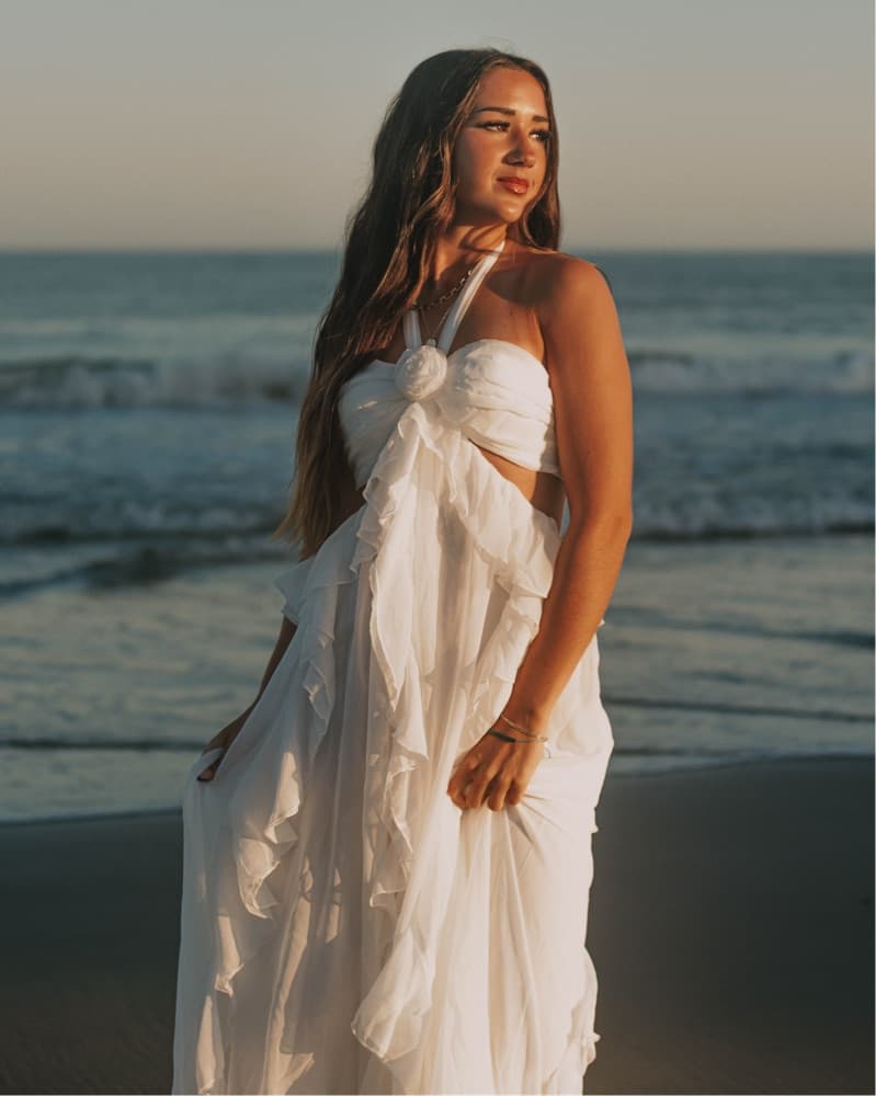Elegant White Ruffle Maxi Dress - Image 2
