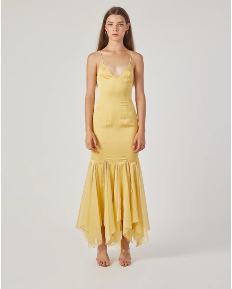 Ms. Godet Maxi Slip Dress In Yellow - Image 3