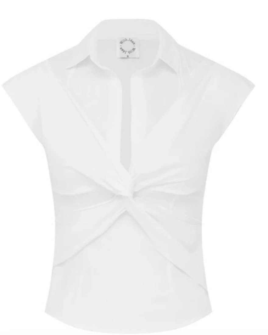 Sleek Twisted White Blouse - Image 4