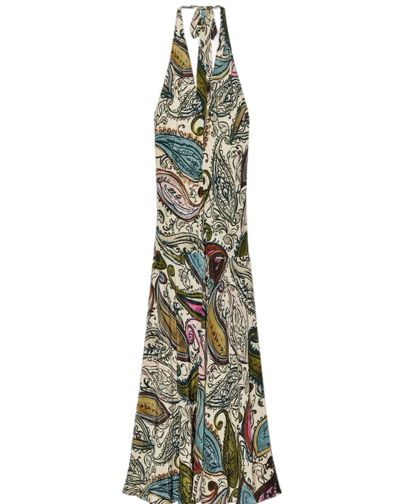 Vibrant Paisley Halter Maxi Dress - Image 2
