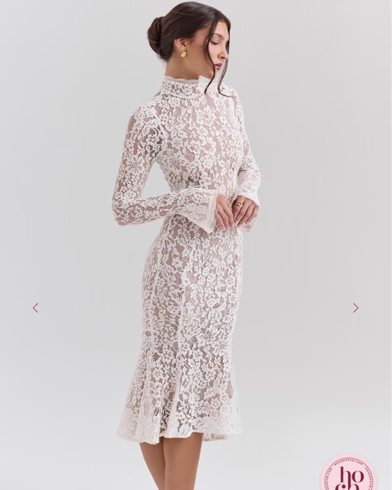 Lace Fitted Midi Dress - Image 4