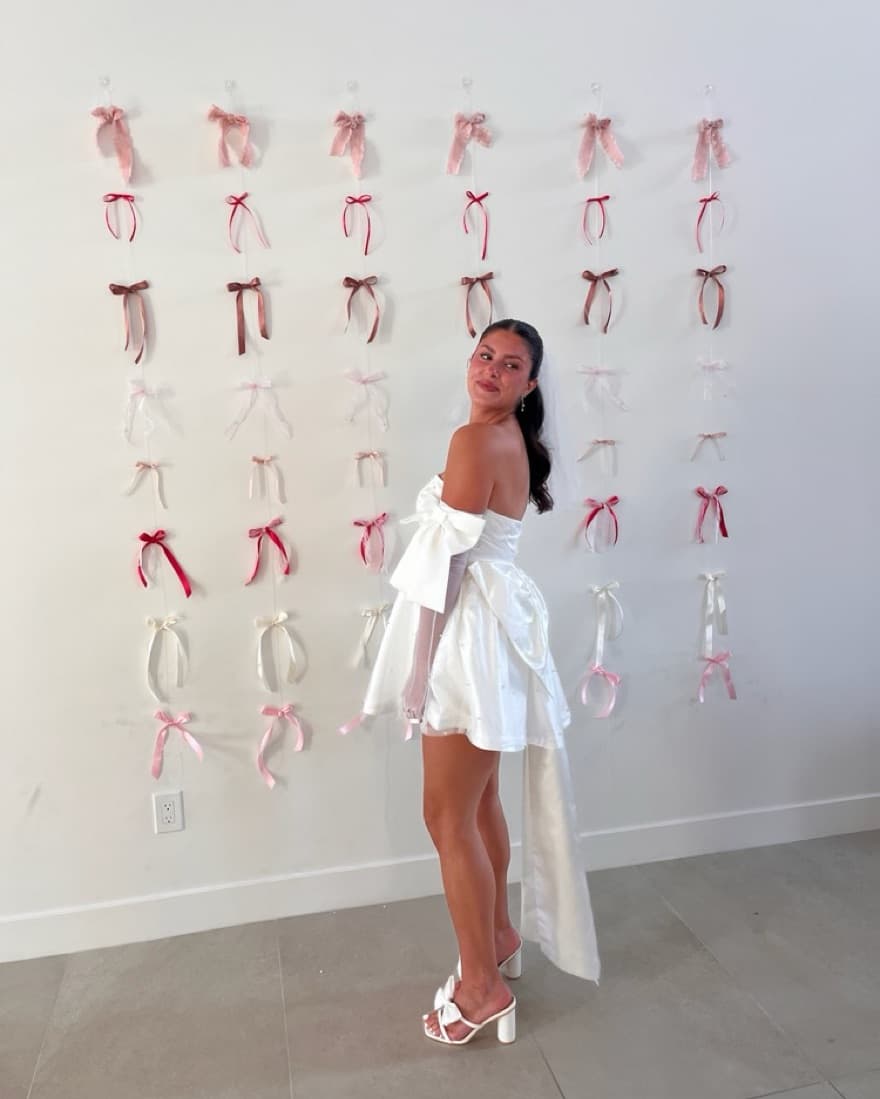 CAILENE MINI DRESS - STRAPLESS BOW TRAIN - Image 3