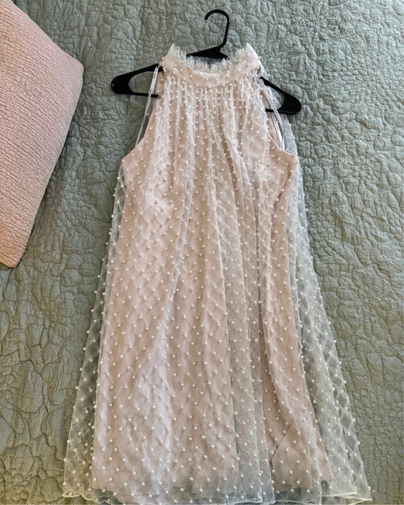 Pearl Mock Neck Tadashi Shoii Mini Dress - Image 2