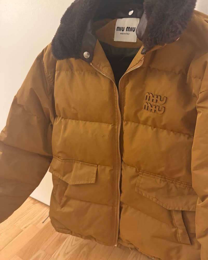 Miu Miu Puffer Jacket with Faux Fur Collar - Image 2