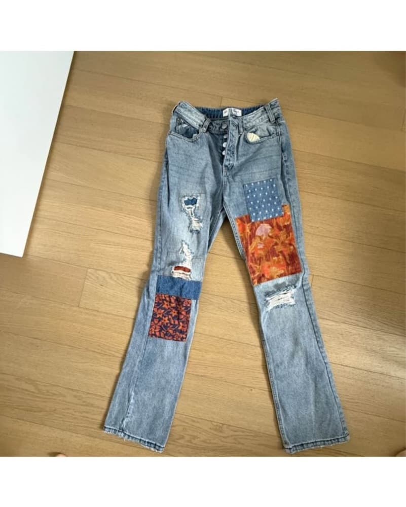 Free People Patchwork Jeans - Image 5