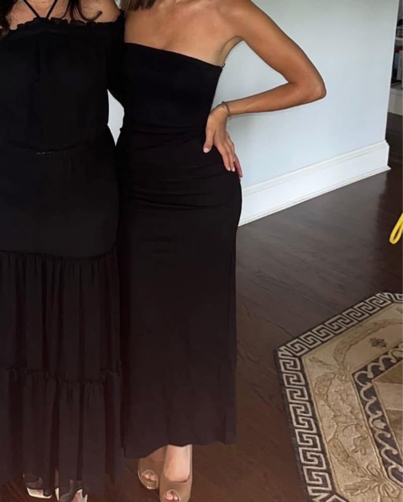 Midi Black Stapless Dress - Image 2