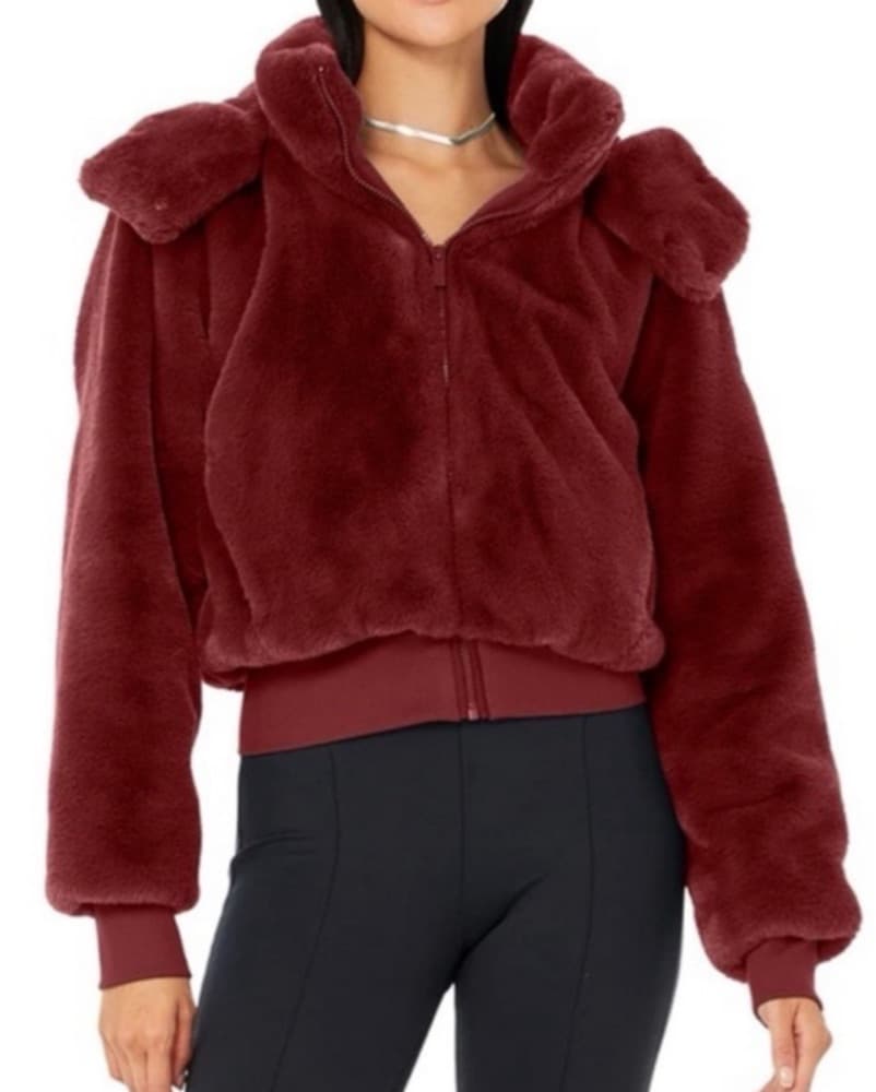 Alo Cranberry Foxy Faux Fur Jacket - Image 3